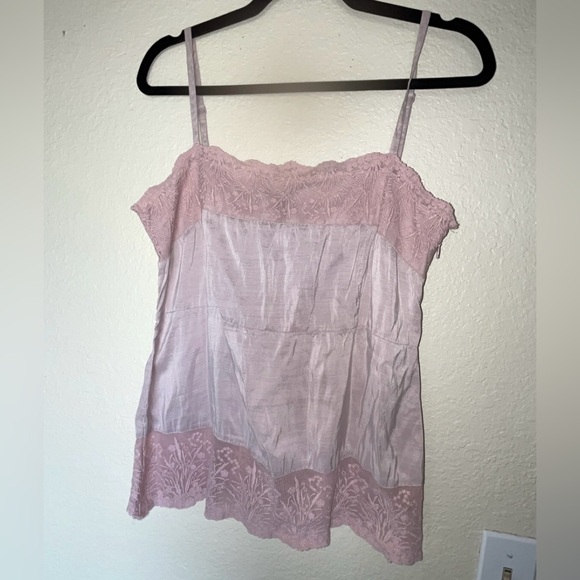 Eileen Fisher Dusty Rose Colored 100% Silk Lace Tank Top Blouse. SIZE MEDIUM - Picture 1 of 9